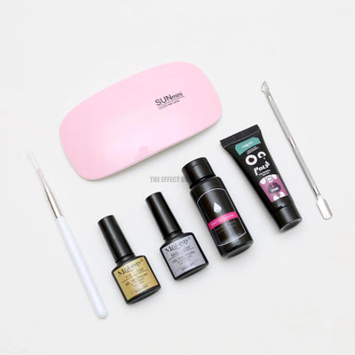 Set 15ml Nail Glue Slip Solution Base &Top Coat UV Nail Lamp Nail Molds , Poly Gel Nail Extension