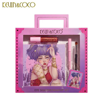 Kevin Coco 28 Color Palette Set with Lip Gloss + Brush